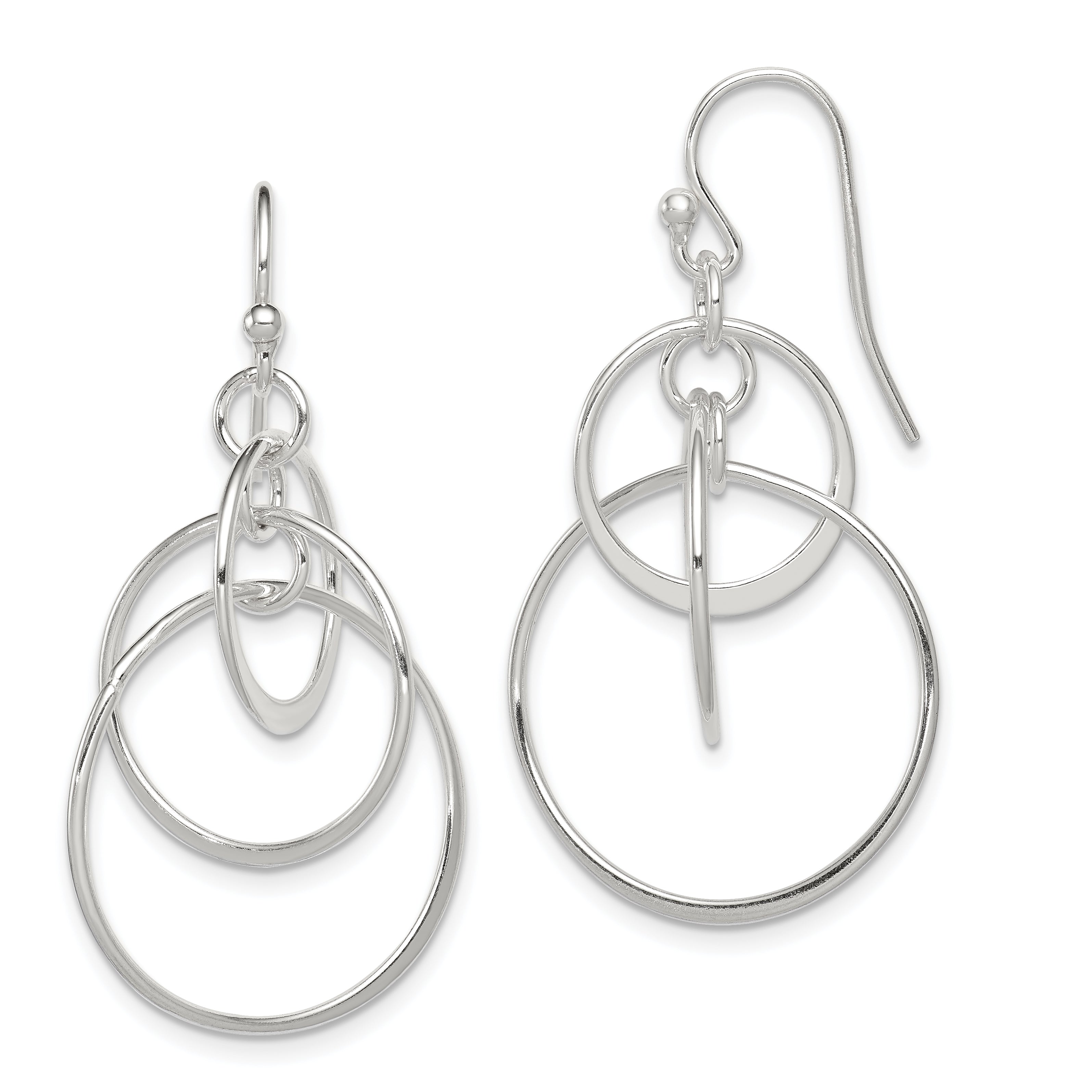 Sterling Silver Polished Intertwined Circles Dangle Earrings Main image