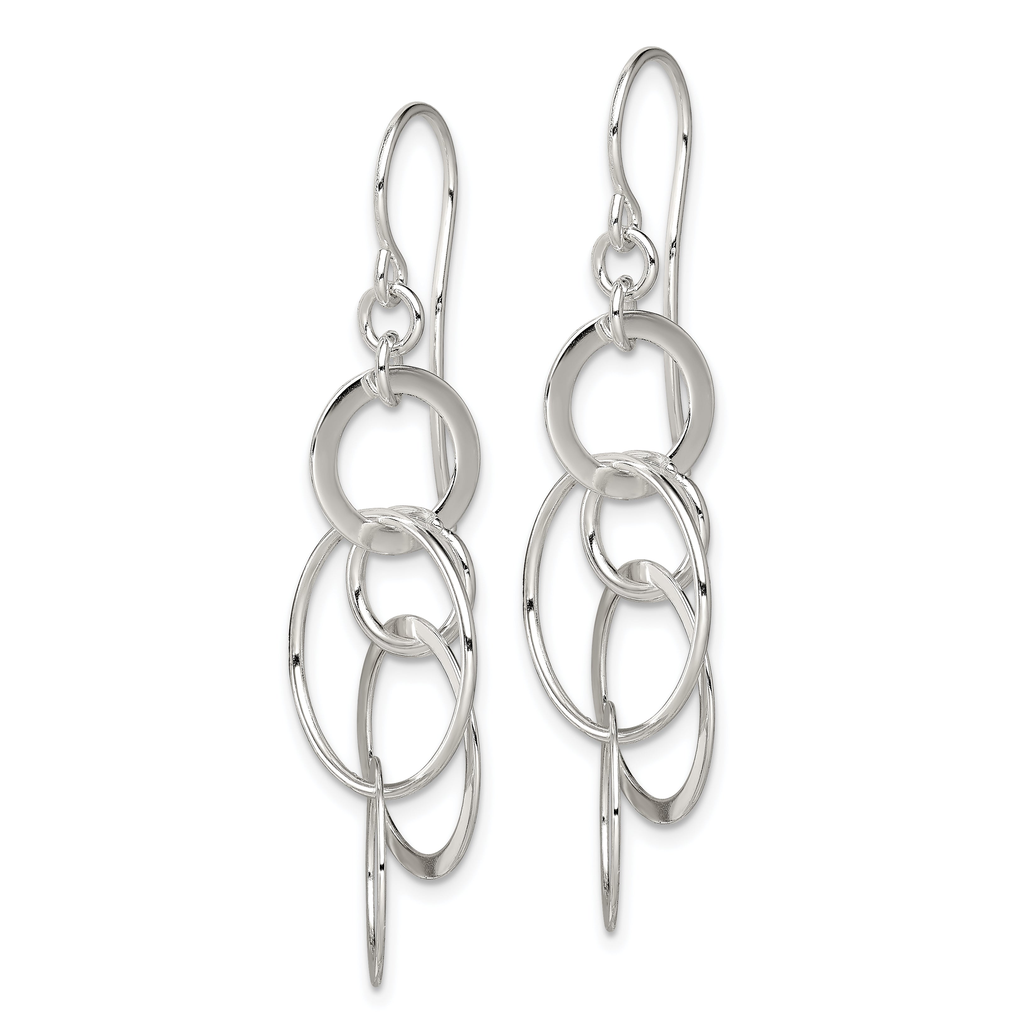 Sterling Silver Polished Intertwined Circles Dangle Earrings Secondary image
