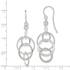 Sterling Silver Polished Intertwined Circles Dangle Earrings