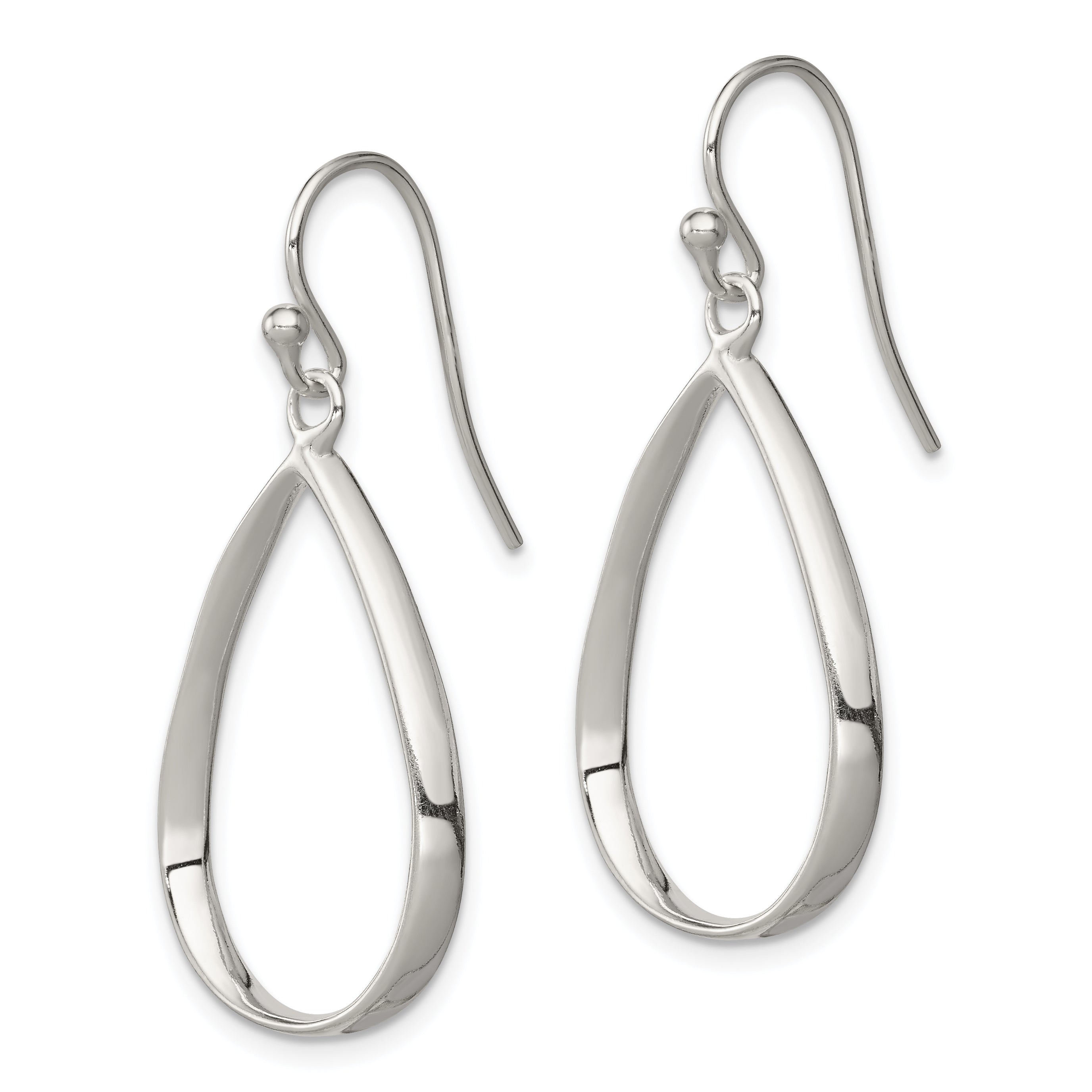 Sterling Silver Polished Teardrop Dangle Earrings Secondary image