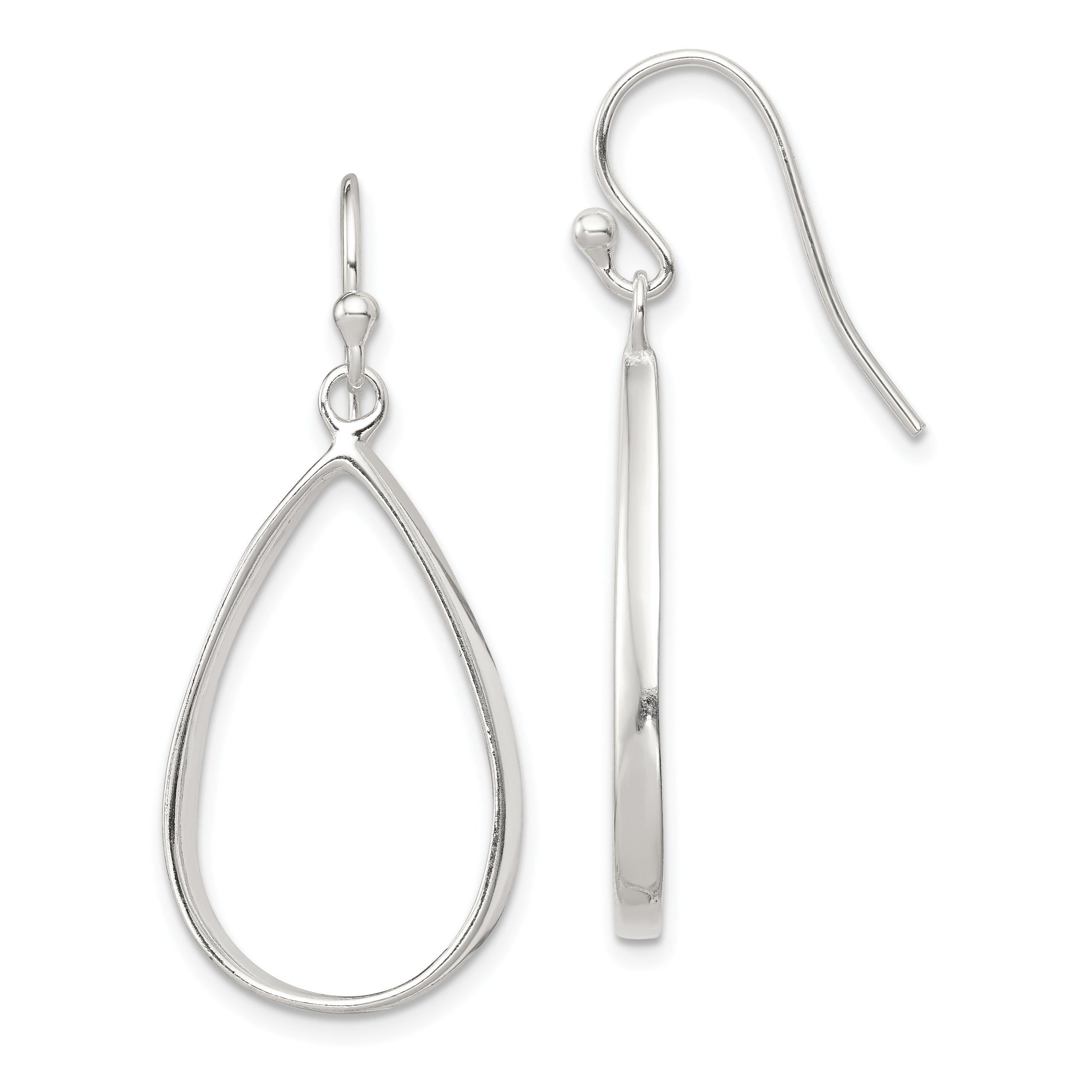 Sterling Silver Polished Teardrop Dangle Earrings Main image