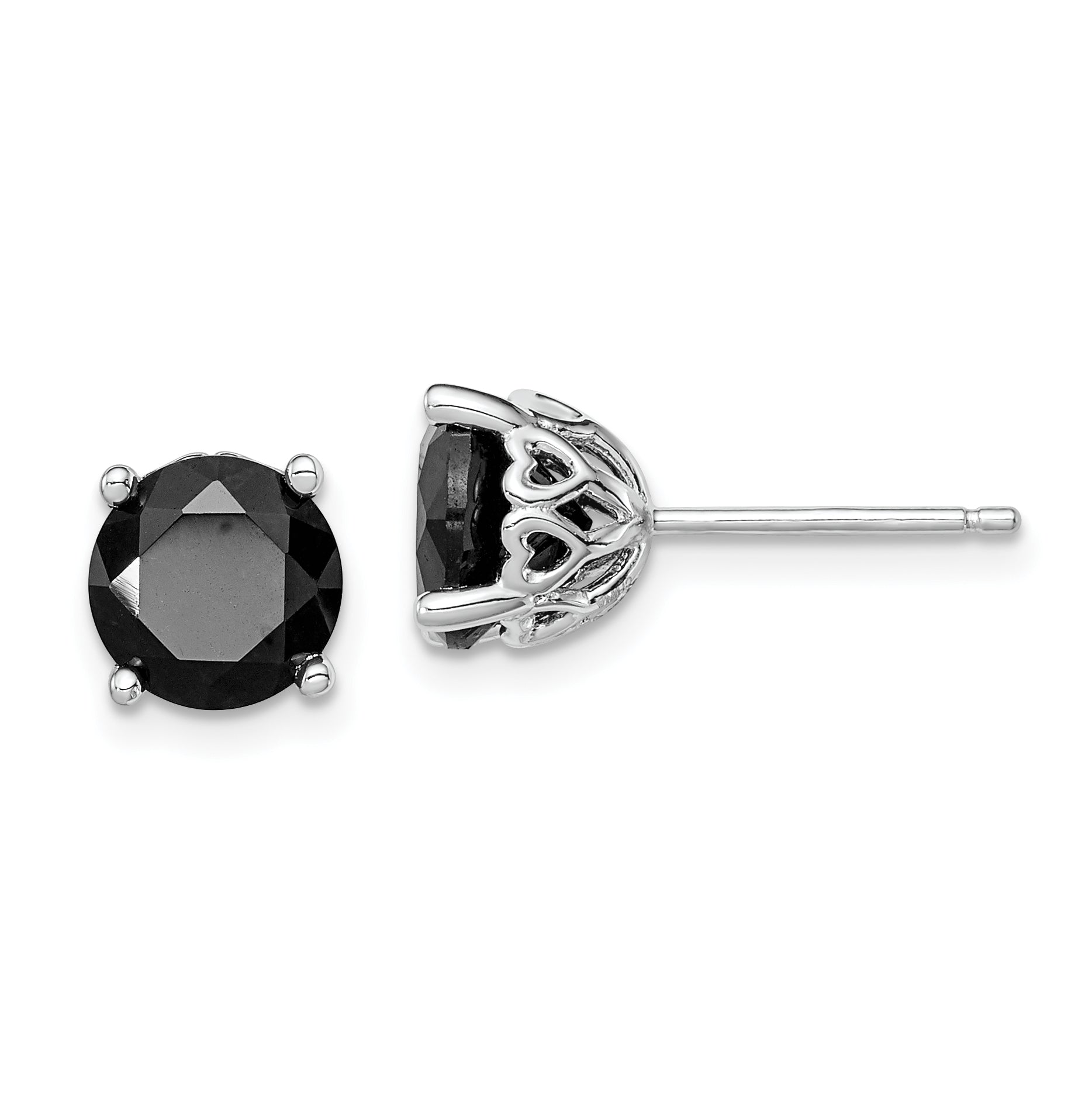Sterling Silver Rhodium-plated Black Sapphire Post Earrings Main image