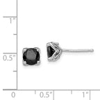 Sterling Silver Rhodium-plated Black Sapphire Post Earrings