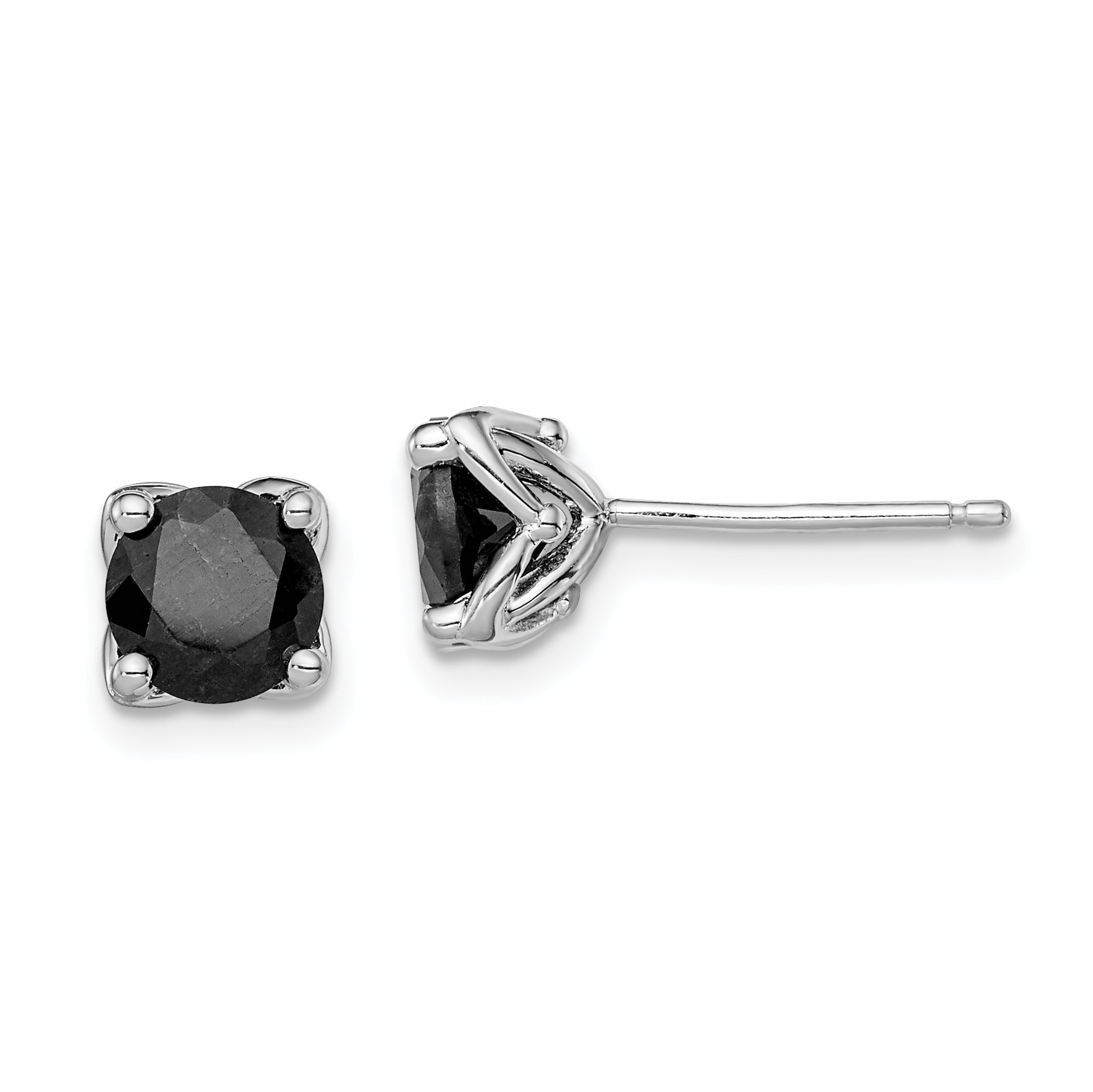 Sterling Silver Rhodium-plated Black Sapphire Post Earrings Main image