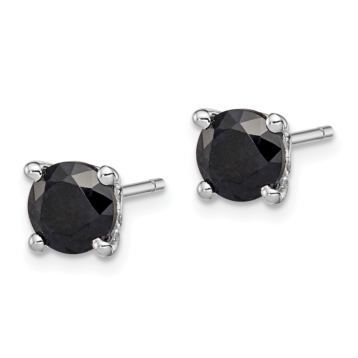 Sterling Silver Rhodium-plated Black Sapphire Post Earrings Secondary image