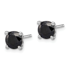 Sterling Silver Rhodium-plated Black Sapphire Post Earrings