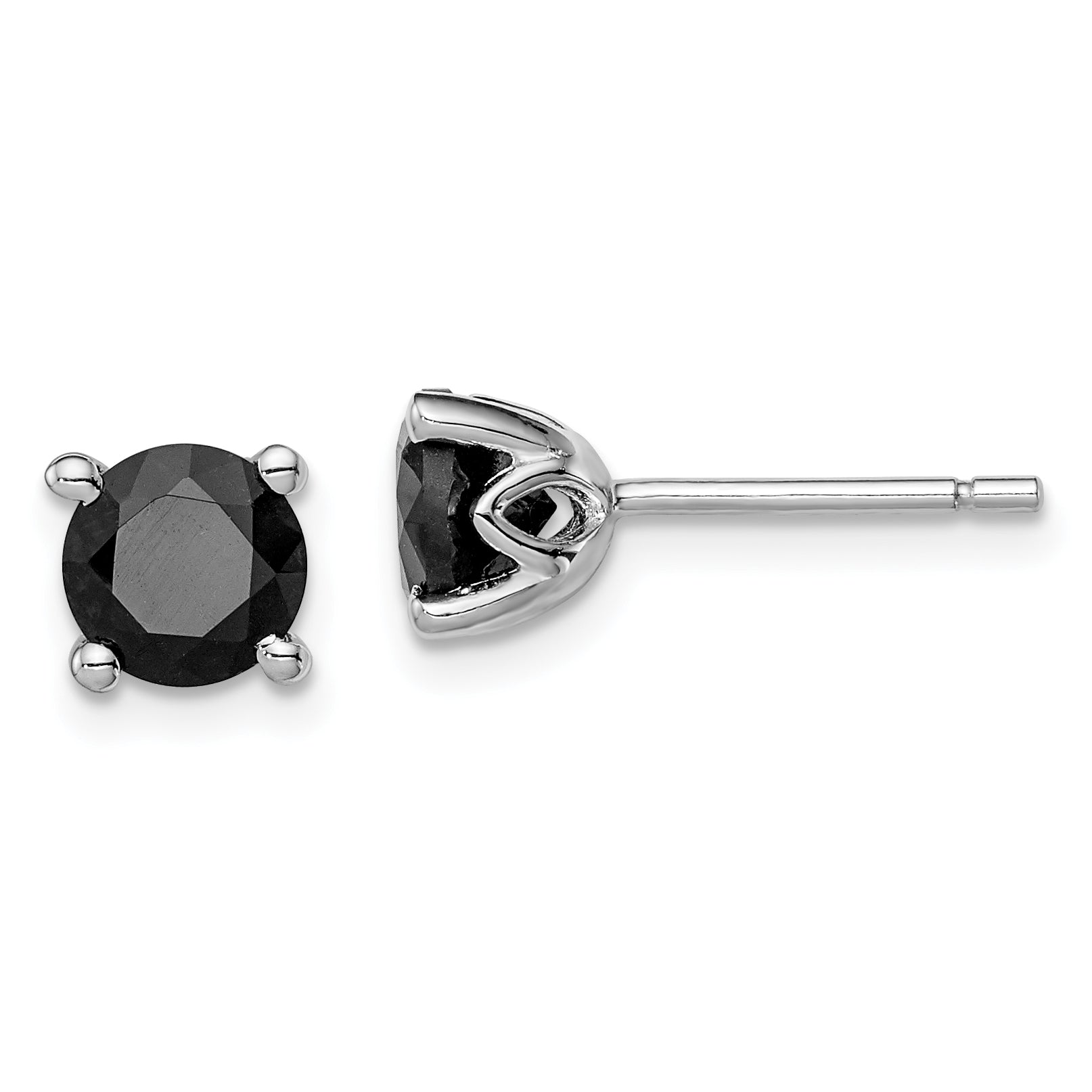 Sterling Silver Rhodium-plated Black Sapphire Post Earrings Main image