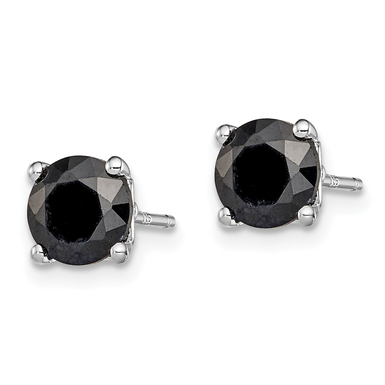 Sterling Silver Rhodium-plated 6mm Black Sapphire Post Earrings Secondary image