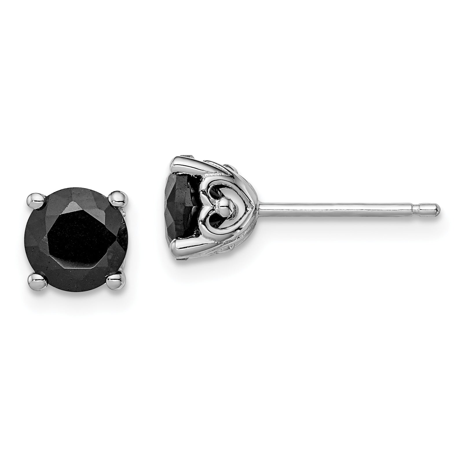 Sterling Silver Rhodium-plated 6mm Black Sapphire Post Earrings Main image