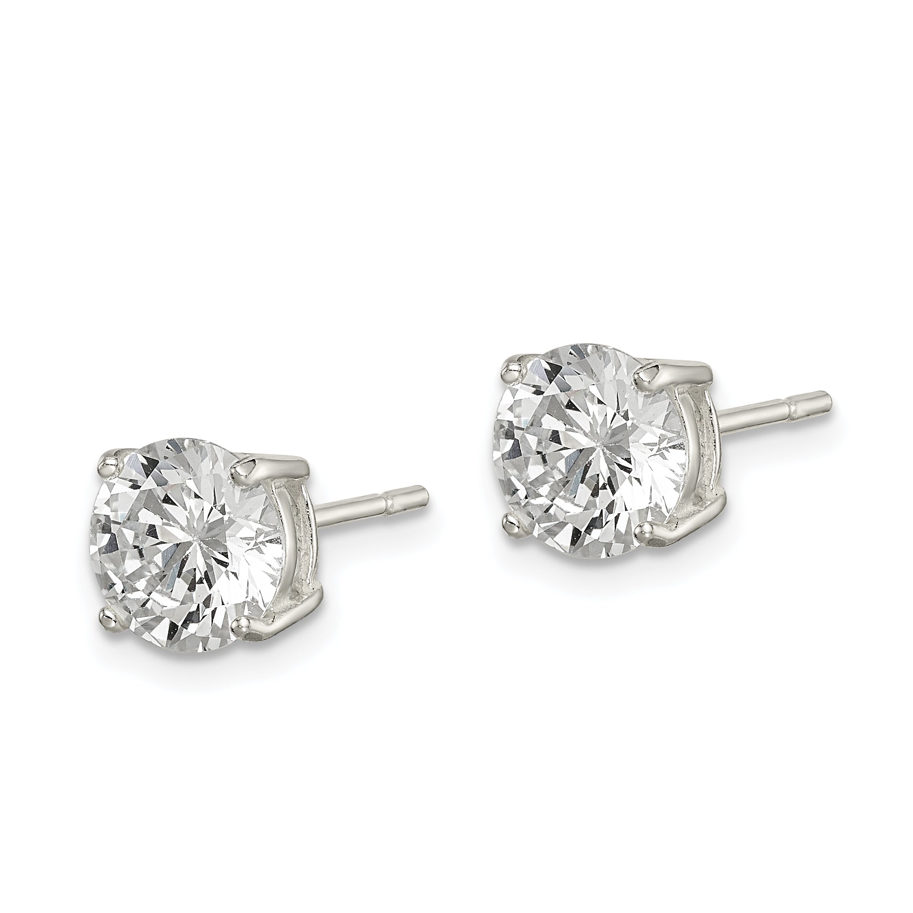 Sterling Silver Polished 7mm Round CZ Stud Earrings Secondary image