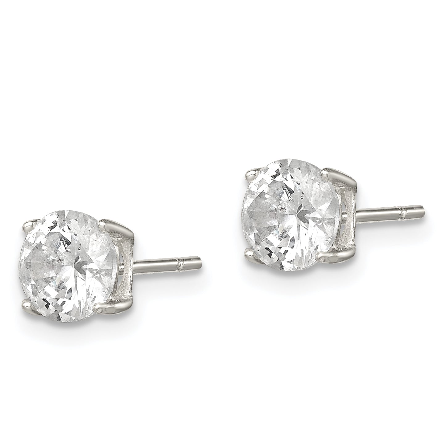Sterling Silver Polished 6mm Round CZ Stud Earrings Secondary image