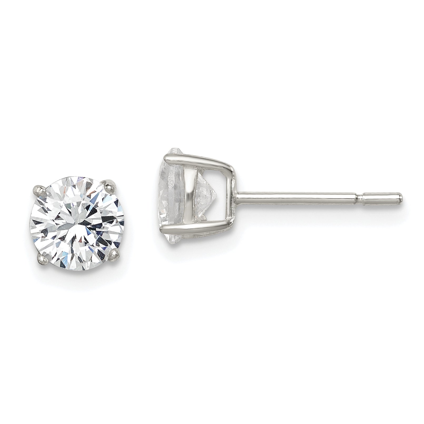 Sterling Silver Polished 6mm Round CZ Stud Earrings Main image