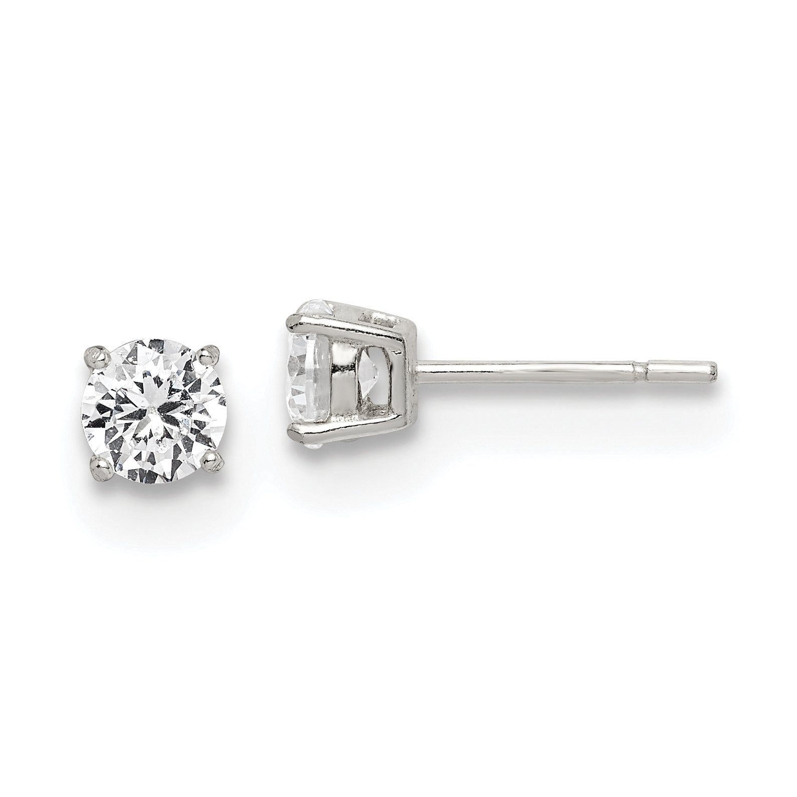 Sterling Silver Polished 5mm Round CZ Stud Earrings Main image