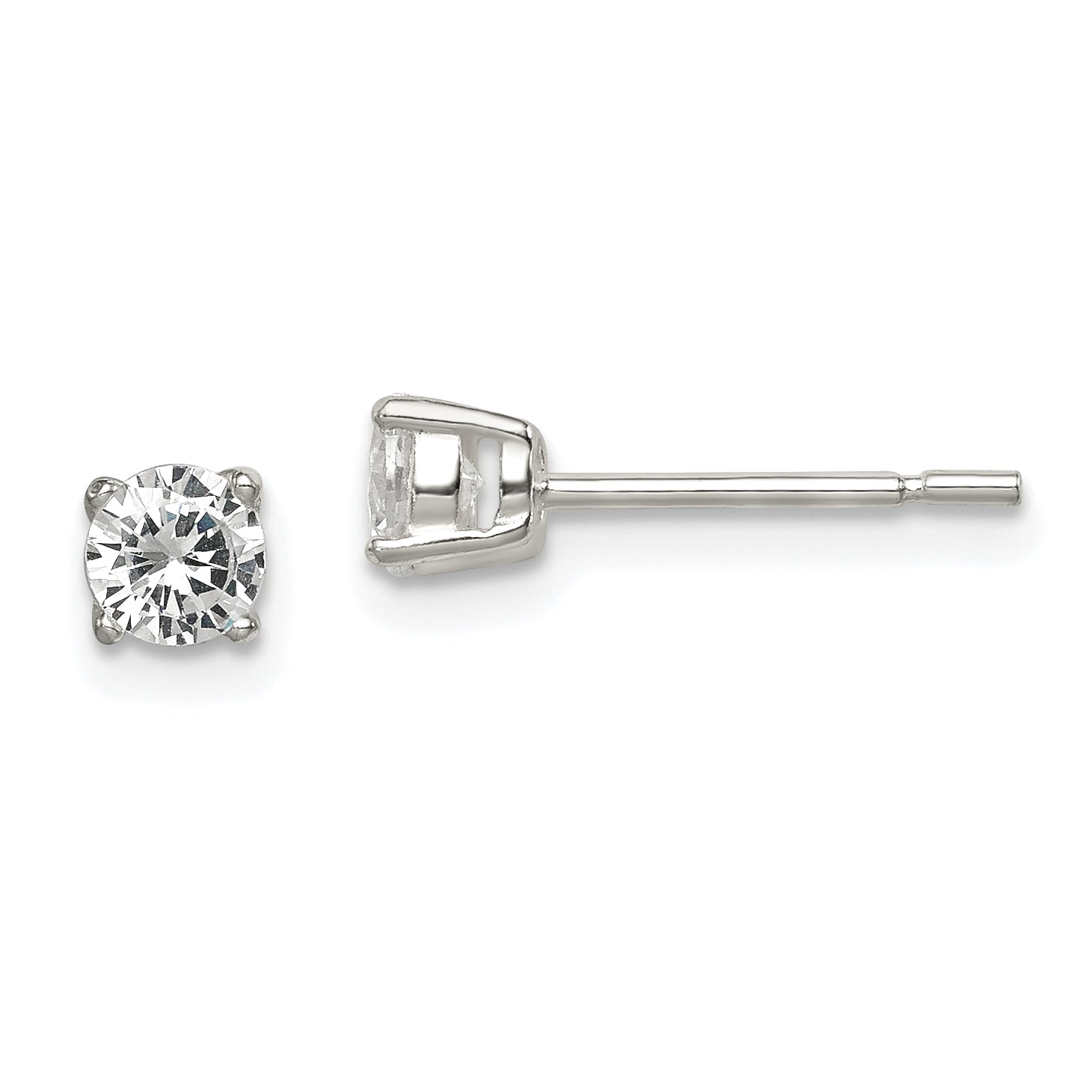 Sterling Silver Polished 4mm Round CZ Stud Earrings Main image