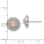 Pavé CZ Circle Post Earrings in Sterling Silver