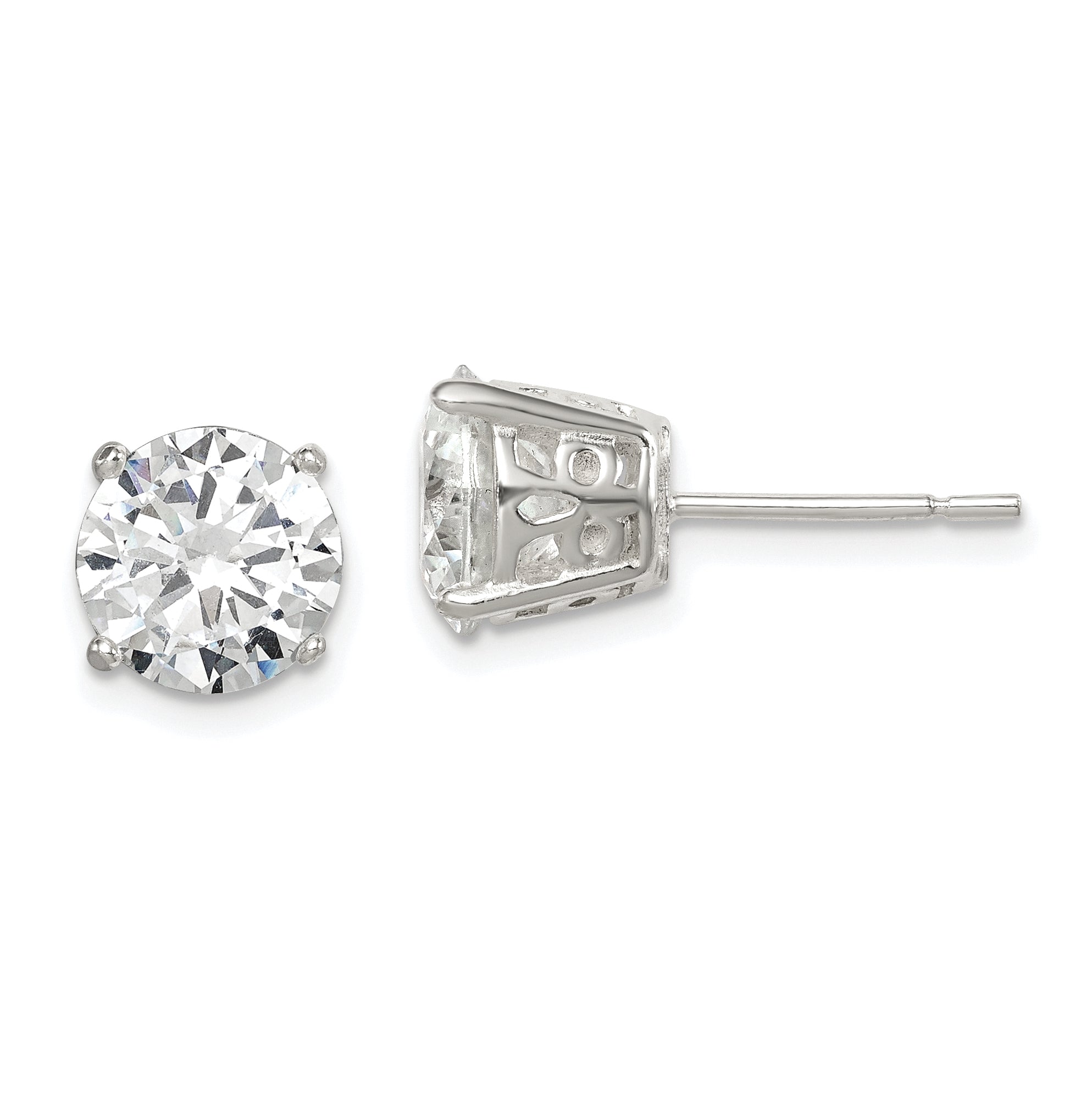 Sterling Silver Polished 8mm Round CZ Stud Earrings Main image