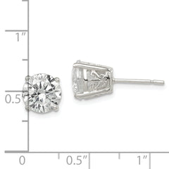 Sterling Silver Polished 8mm Round CZ Swirl Basket Set Stud Earrings