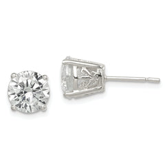 Sterling Silver Polished 8mm Round CZ Swirl Basket Set Stud Earrings