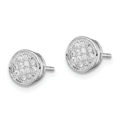 Sterling Silver Rhodium-plated Polished CZ 7mm Circle Post Earrings