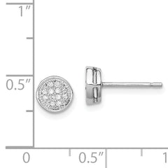 Sterling Silver Rhodium-plated Polished CZ 7mm Circle Post Earrings