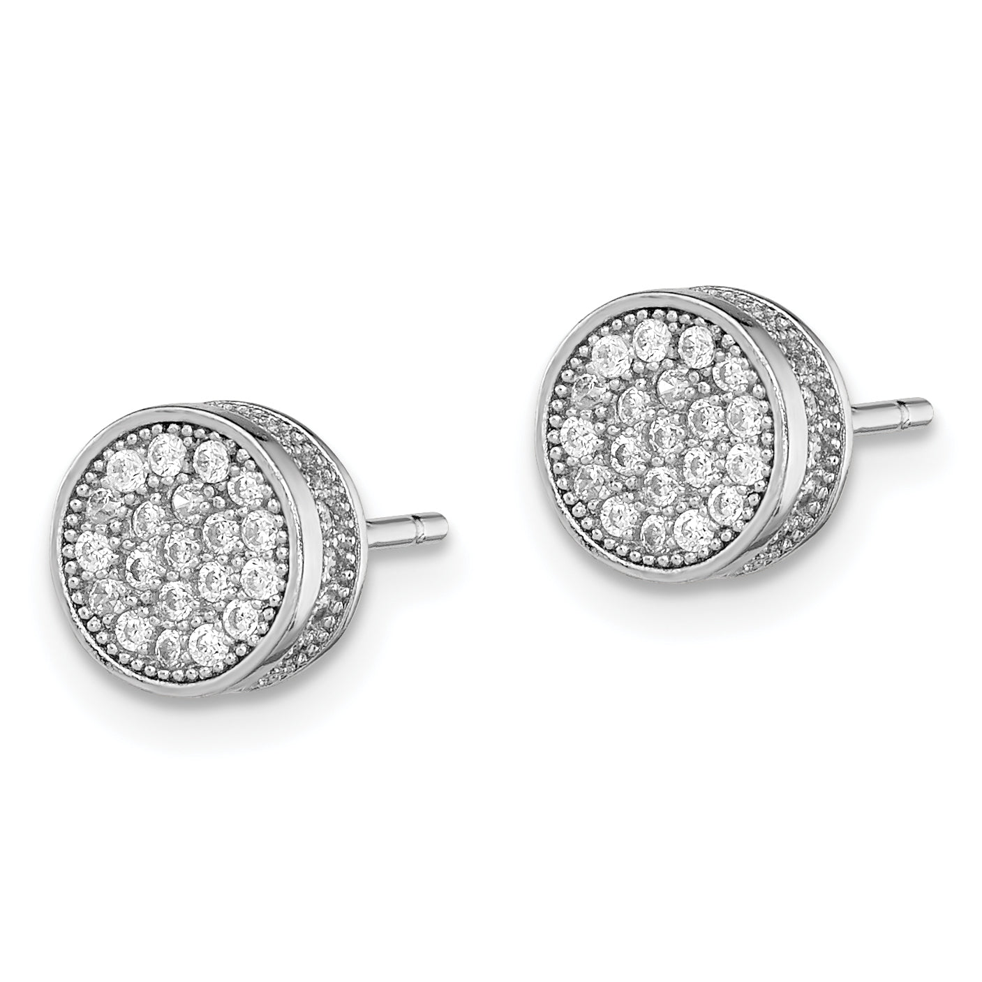 Sterling Silver Rhodium-plated Polished PavÃÆÃÂ¢ÃÂ¢Ã¢â¬Å¡ÃÂ¬Ãâ¦ÃÂ¡ CZ 8mm Circle Post Earrings Secondary image