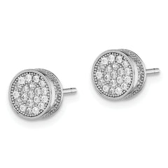 Sterling Silver Rhodium-plated Polished PavÃÆÃÂ¢ÃÂ¢Ã¢â¬Å¡ÃÂ¬Ãâ¦ÃÂ¡ CZ 8mm Circle Post Earrings