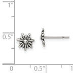 Sterling Silver Polished and Antiqued Flower Post Earrings