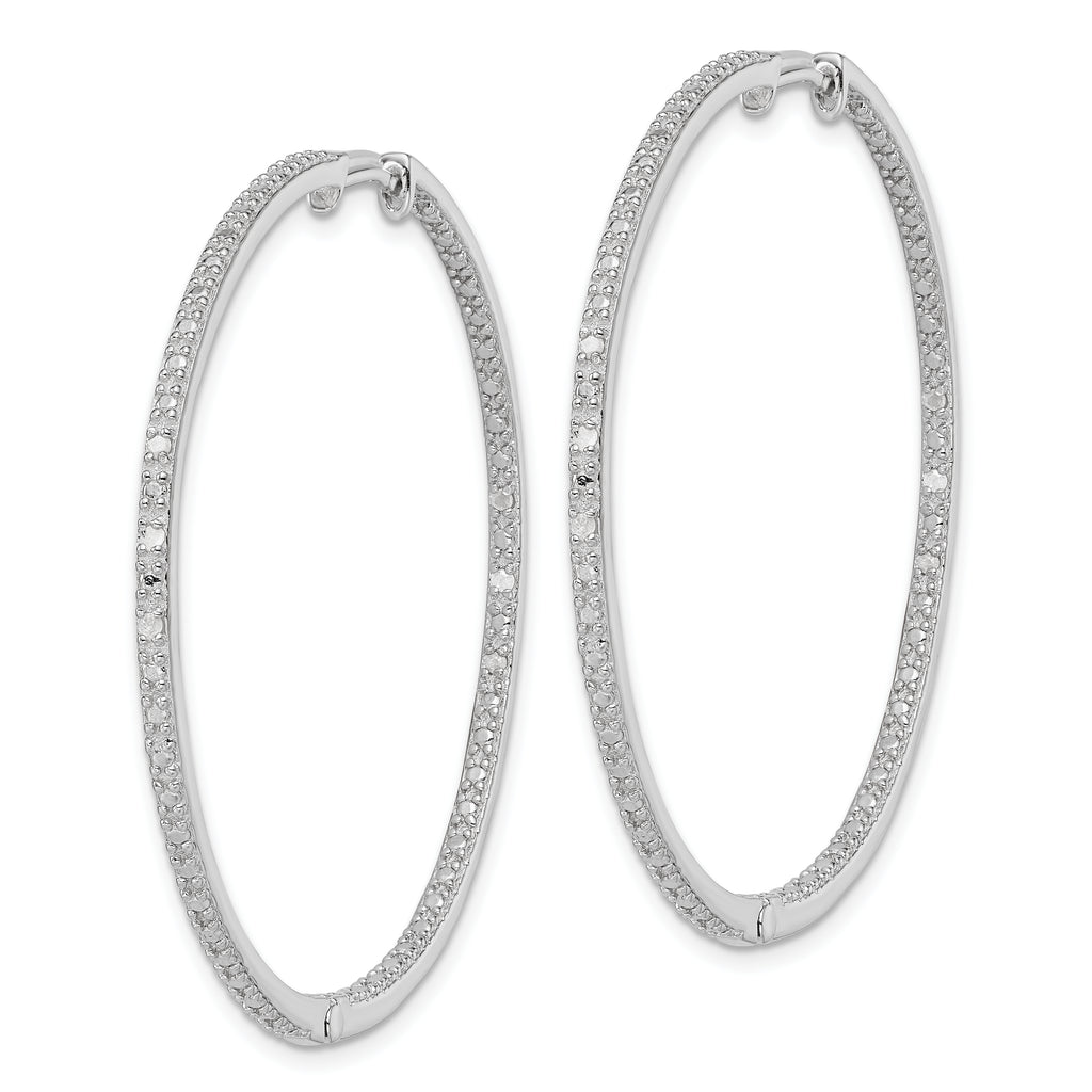 Sterling Silver Rhodium-plated Diamond In & Out Hoop Earrings