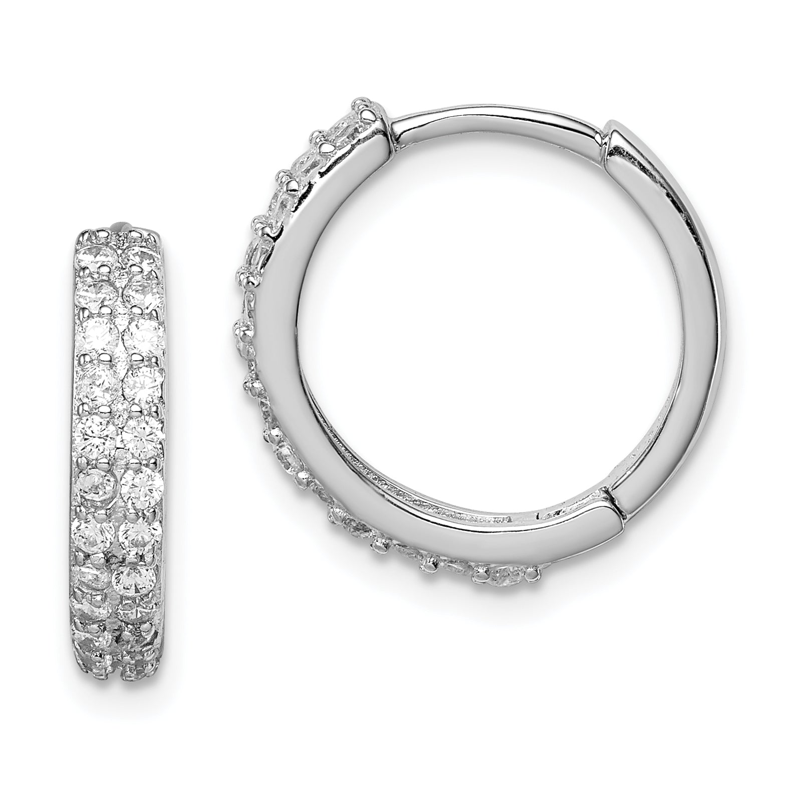 Sterling Silver Polished Rhodium-plated Hinged Hoop Earrings Main image