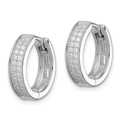 Sterling Silver Rhodium-plated 2-row PavÃÆÃÂ¢ÃÂ¢Ã¢â¬Å¡ÃÂ¬Ãâ¦ÃÂ¡ Hinged Hoop Earrings