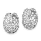 Sterling Silver Rhodium-plated CZ Hinged Hoop Earrings