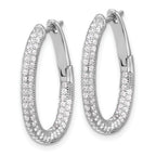 Sterling Silver Rhodium-plated CZ In/Out Hinged Post Hoop Earrings