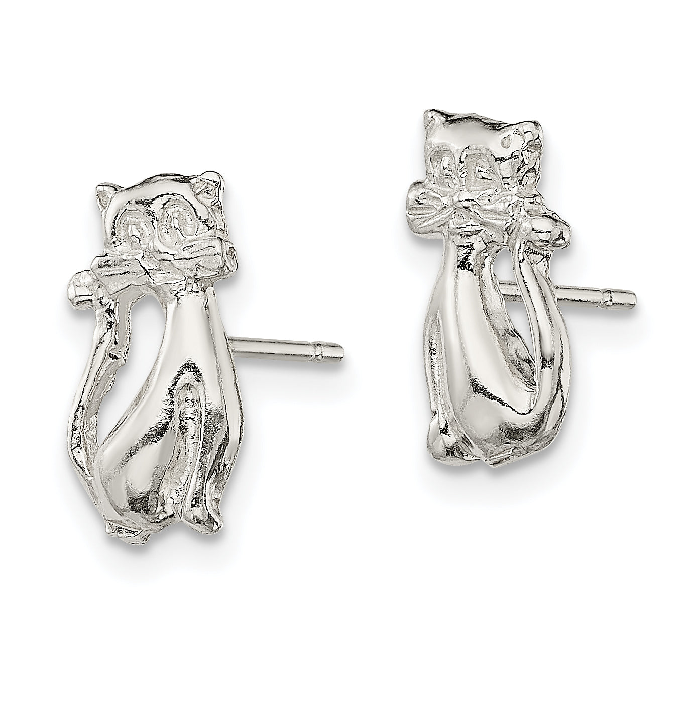 Sterling Silver Cat Mini Post Earrings Secondary image