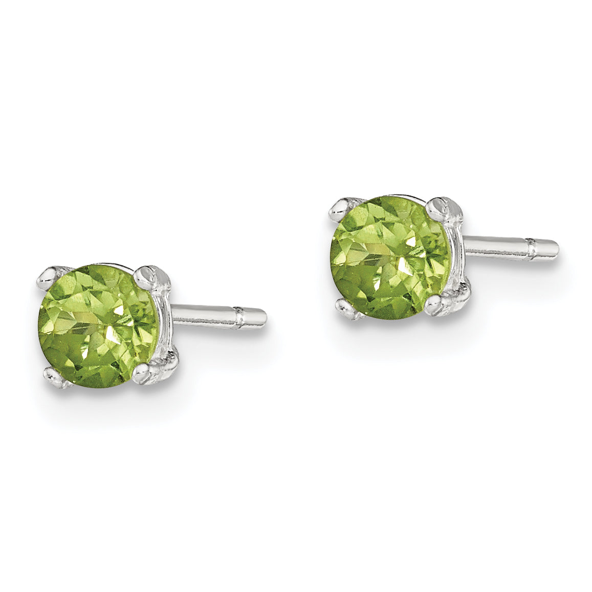Sterling Silver Polished 4mm Round Light Green CZ Stud Earrings Secondary image