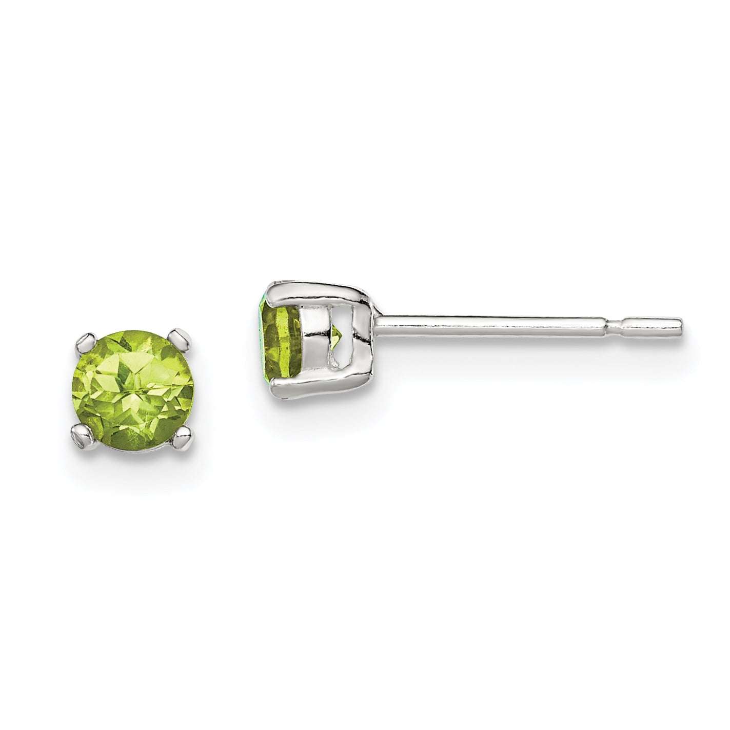 Sterling Silver Polished 4mm Round Light Green CZ Stud Earrings Main image