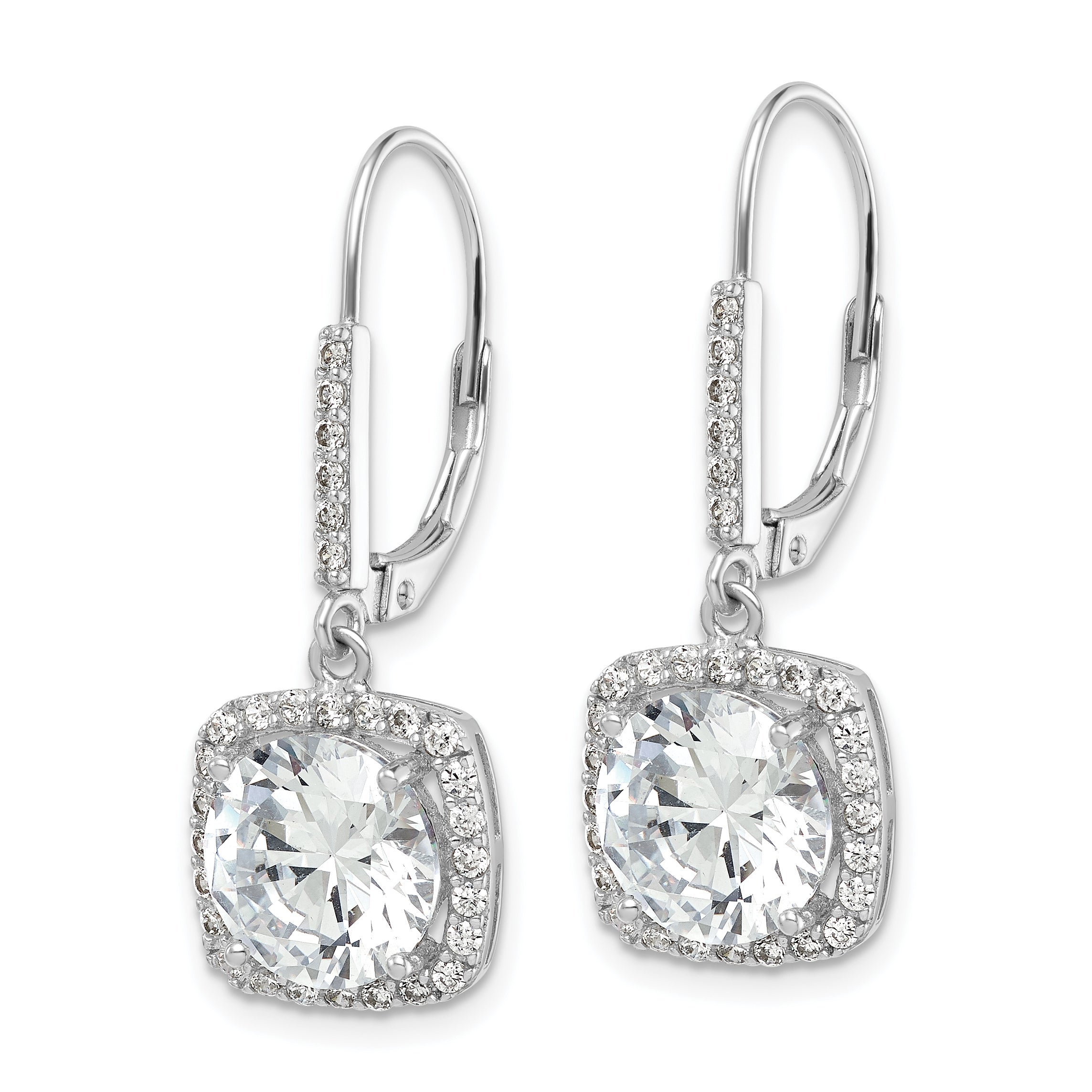 Sterling Silver Rhodium-plated Polished CZ Dangle Earrings Secondary image