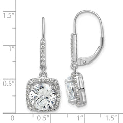 Sterling Silver Rhodium-plated Polished CZ Dangle Earrings