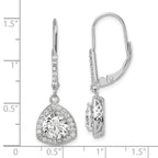 Sterling Silver Rhodium-plated Polished CZ Leverback Earrings