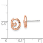 Sterling Silver Rhodium/Rose Gold-plated Polished CZ Swirl Post Earrings