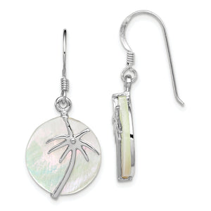 Mother of Pearl Palm Tree Dangle Earrings in Sterling Silver - Sophia Jewelers