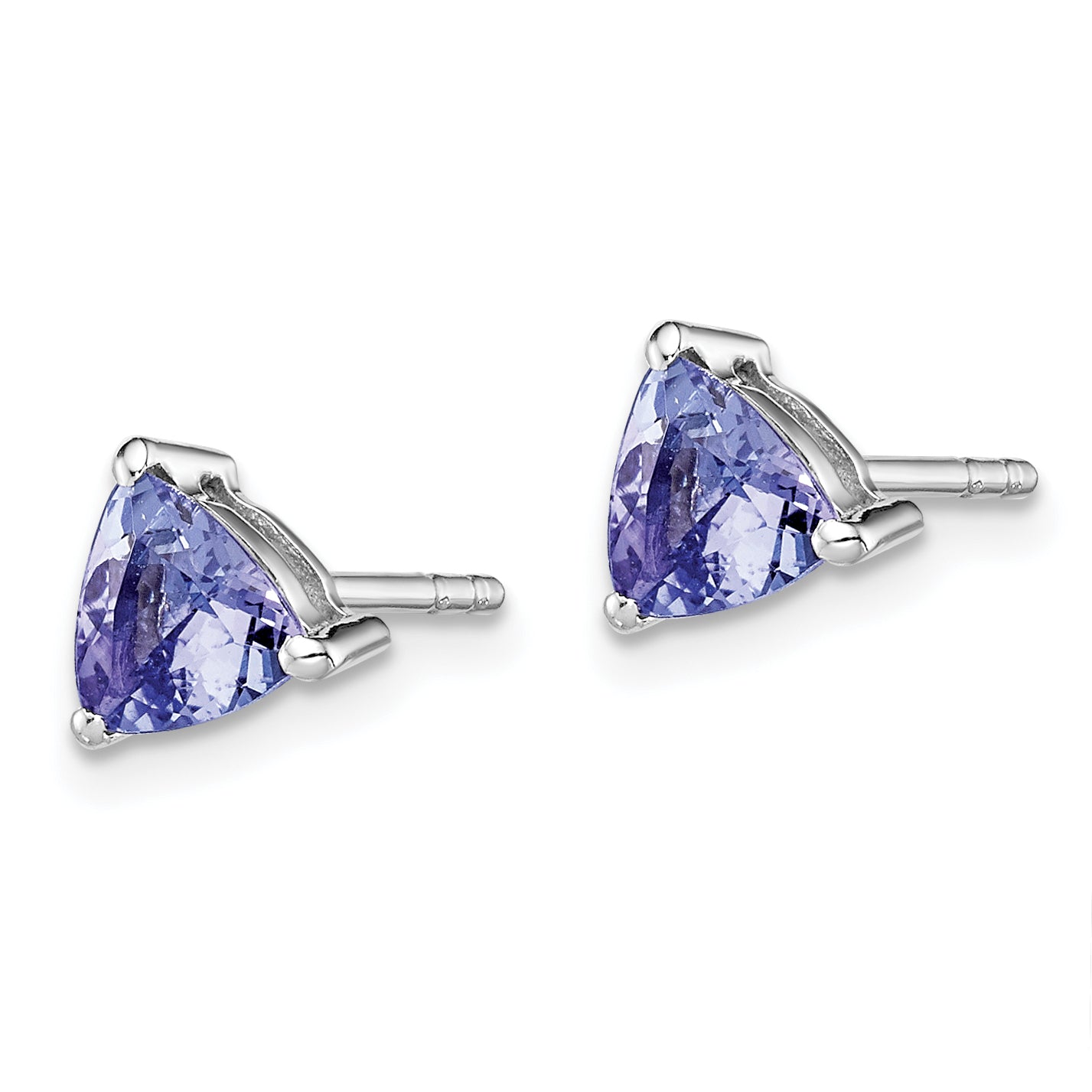 Sterling Silver Rhodium-plated Trillion Tanzanite Post Earrings Secondary image