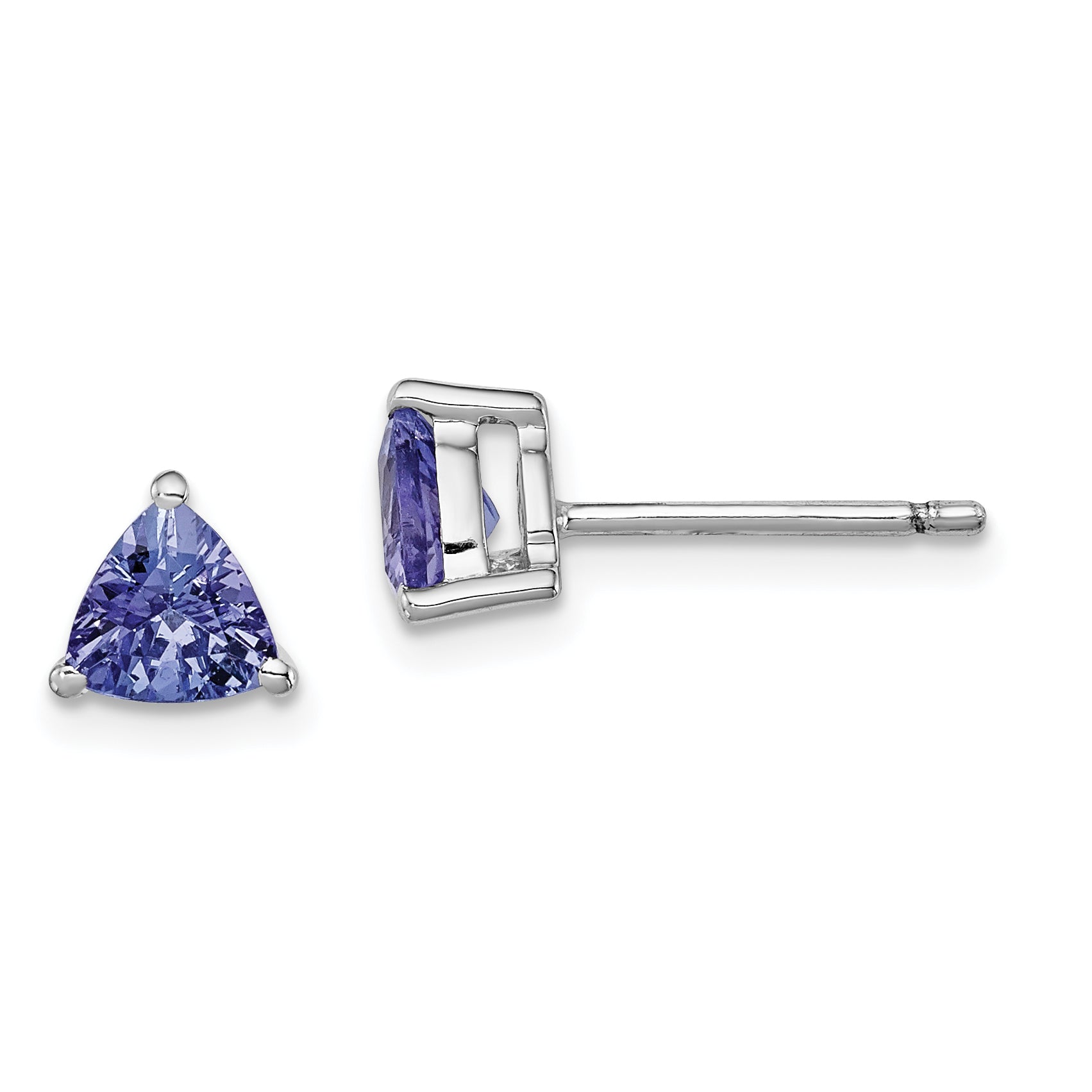 Sterling Silver Rhodium-plated Trillion Tanzanite Post Earrings Main image