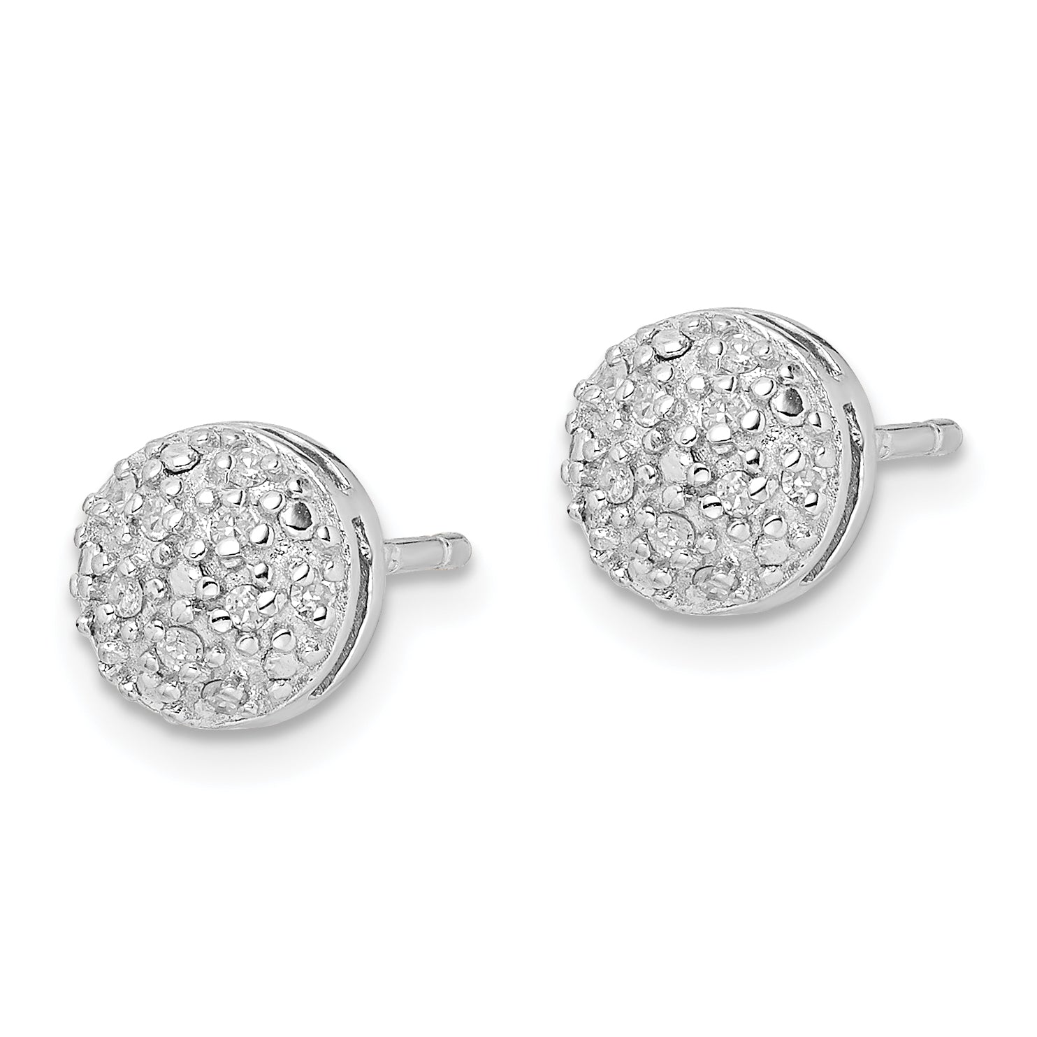 Sterling Silver Rhodium Diam. Post Earrings Secondary image