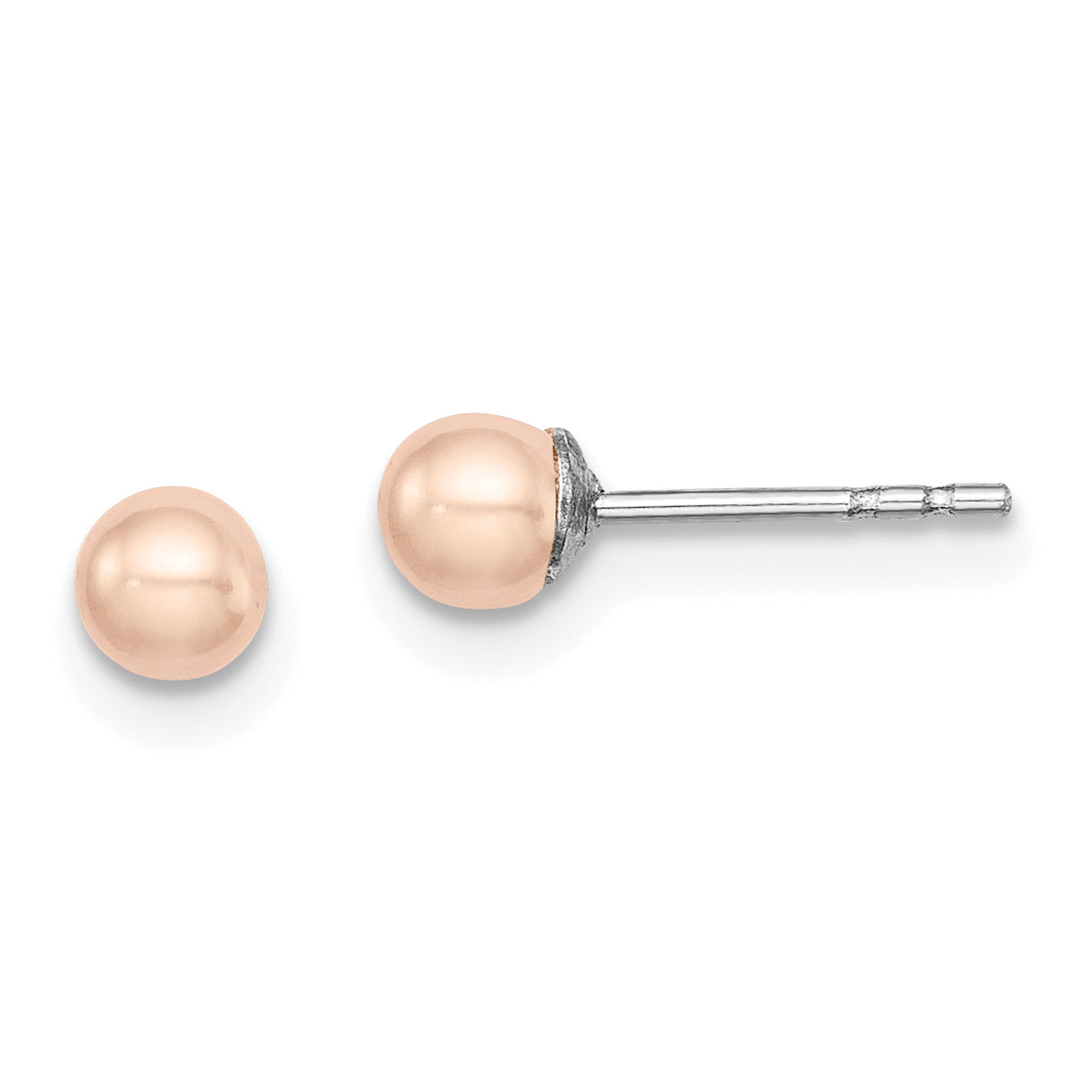 Sterling Silver Rh-plated 3-4mm Pink FW Cultured Button Pearl Stud Earrings Main image