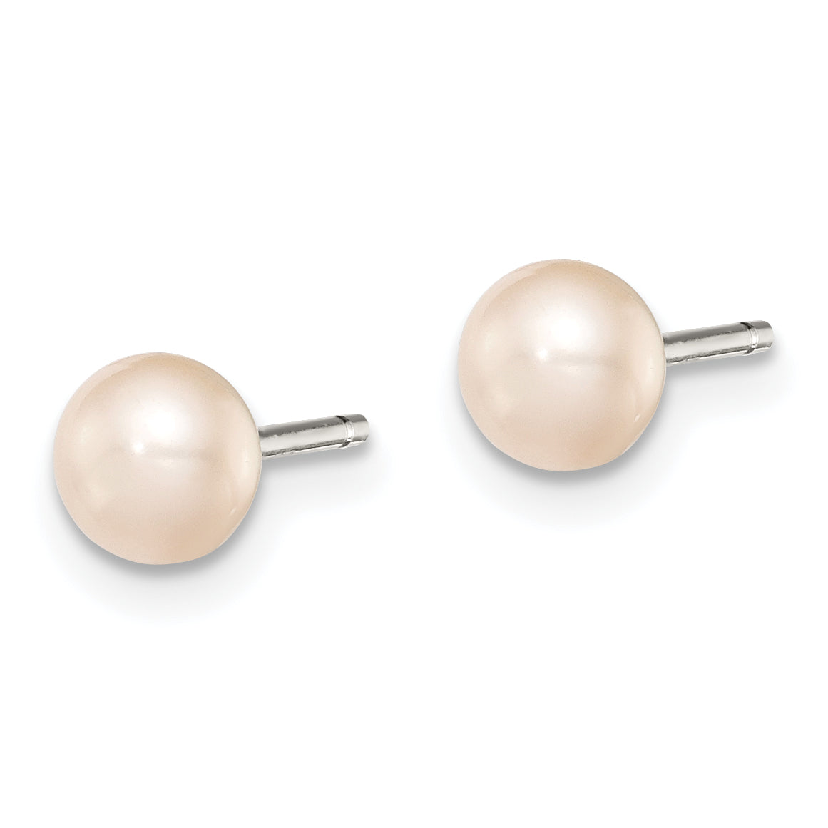 Sterling Silver Rh-plated 4-5mm Pink FW Cultured Button Pearl Stud Earrings Secondary image