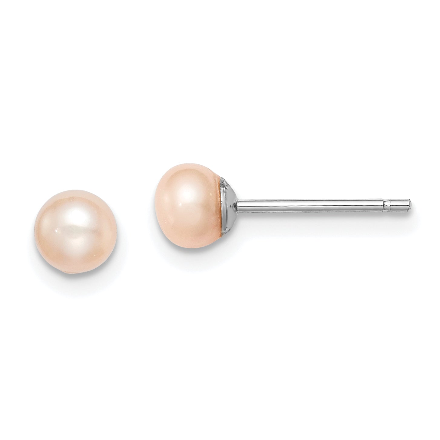 Sterling Silver Rh-plated 4-5mm Pink FW Cultured Button Pearl Stud Earrings Main image