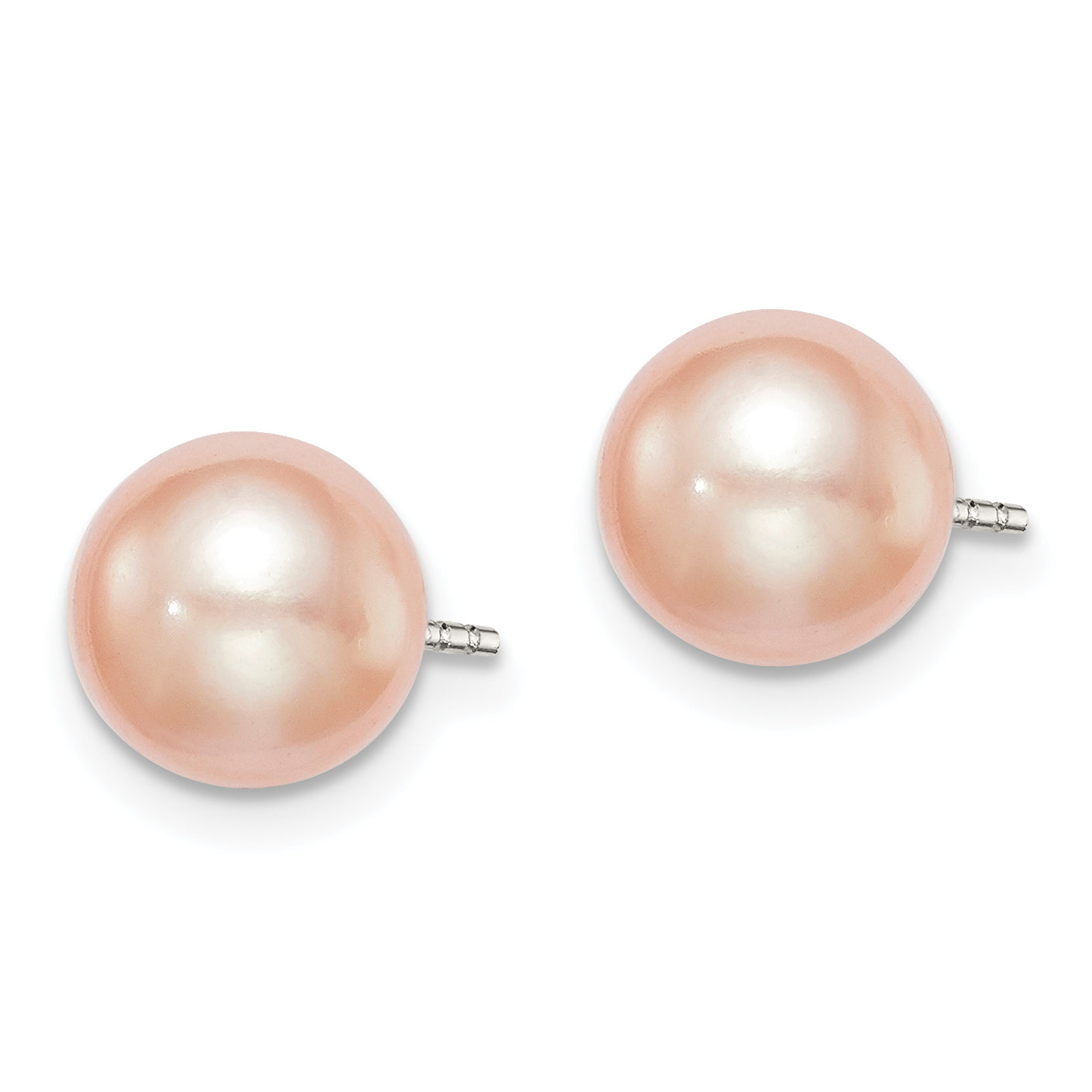 Sterling Silver Rh-plated 7-8mm Pink FW Cultured Button Pearl Stud Earrings Secondary image