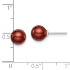 Sterling Silver Rhodium Plated 7-8mm Coffee Round Freshwater Cultured Pearl Post Stud Earrings
