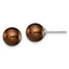 Sterling Silver Rhodium Plated 8-9mm Coffee Round Freshwater Cultured Pearl Post Stud Earrings