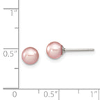 Sterling Silver Rhodium Plated 5-6mm Purple Round Freshwater Cultured Pearl Post Stud Earrings